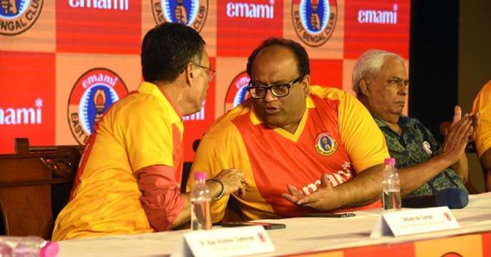 Officials from Emami and East Bengal Club shaking hands