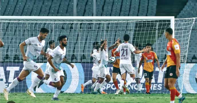 East Bengal was defeated by 4 goals by Odisha FC