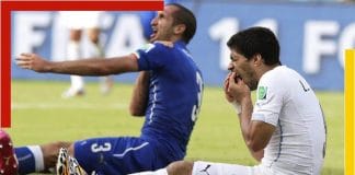 Suarez bite the Italian defender