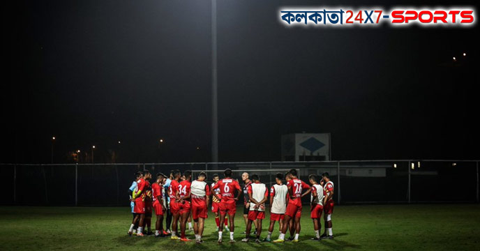 Team East Bengal in practice in Jamshedpur