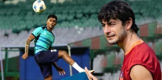 Liston Colaco and Juan Ferrando during a Super Cup match