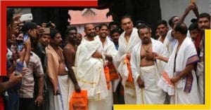 Team India players at the Sri Padmanabhaswamy Temple