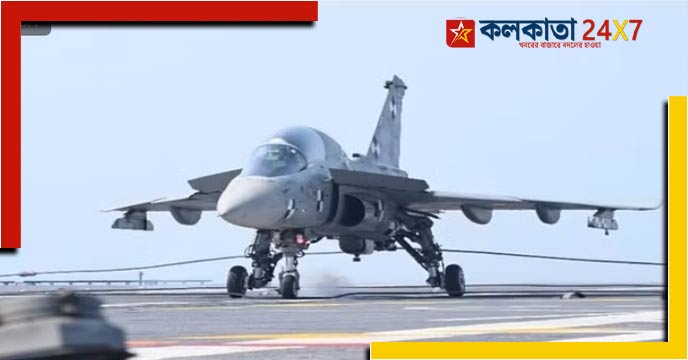 LCA Navy and MiG29K jets making first landings-takeoff on INS Vikrant