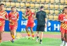 East Bengal football team celebrating a goal