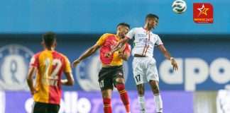 Players of ATK Mohun Bagan and East Bengal Football Club preparing for a match