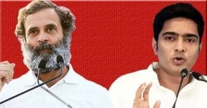 Abhishek Banerjee and Rahul Gandhi at a political rally