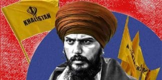 Amritpal Singh holding Khalistani flag and threatening to fly it in Delhi