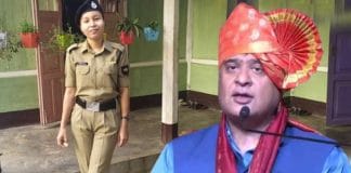 BSF personnel standing near the body of a young girl who was allegedly killed at a BSF camp in Coach Behar, as Assam Chief Minister Himanta Biswa Sarma visits the site.