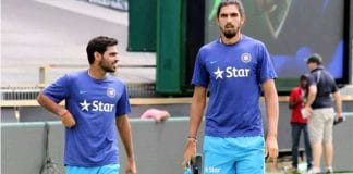 Bhuvneshwar Kumar and Ishant Sharma on the cricket field