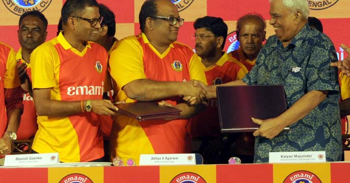 East Bengal Football Club Logo on Red Background