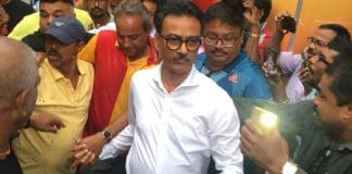East Bengal official Debabrata Sarkar addressing the press conference