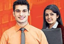 ICICI Bank job opportunity advertisement with a person in business attire holding a resume and standing in front of a desk