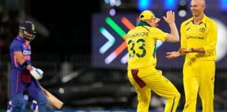 India vs Australia 3rd ODI match being played on a cricket ground