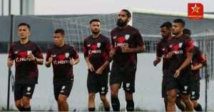 Indian Football Team standing together in their team jerseys