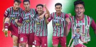 Mohun Bagan football team posing for a group photo