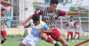 Mohun Bagan celebrating victory after defeating Surachi Sangha in the Reliance Development League match