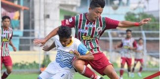Mohun Bagan celebrating victory after defeating Surachi Sangha in the Reliance Development League match