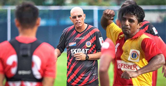 Stephen Constantine and Mehtab Hossain at a football match