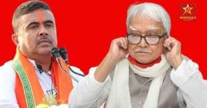 Suvendu Adhikari and Biman Bose in heated discussion