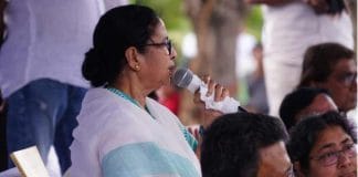 TMC leader Mamata Banerjee at a political rally.