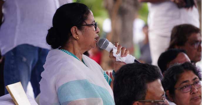 TMC leader Mamata Banerjee at a political rally.