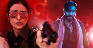 Ajay Devgn and Tabu posing for a photo on the set of Bhola