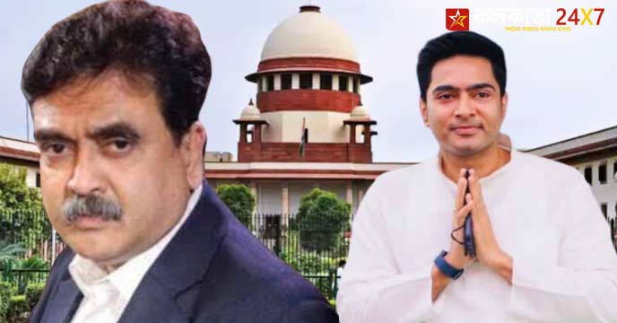 Abhishek Banerjee and Abhijit Gangopadhyay pictured together after Supreme Court decision
