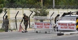 Indian Air Force personnel conducting a search operation at Bathinda military base in Punjab after a reported shooting incident.