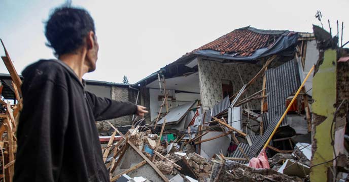 Destruction caused by the Indonesia earthquake