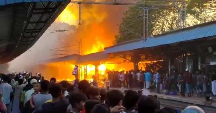 Fire at a railway station