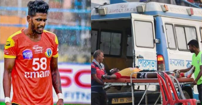 Injured East Bengal Footballer Niranjan Mondal Being Stretched Off the Field