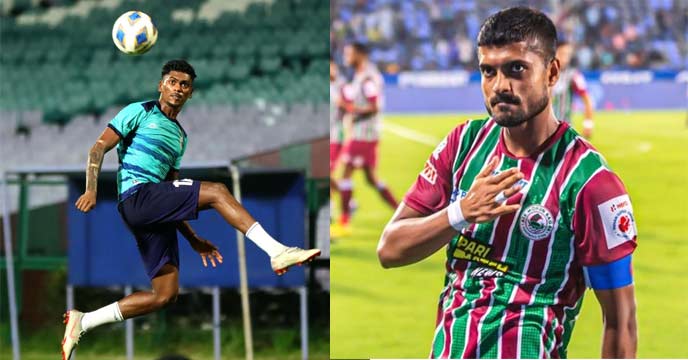 Liston Colaco and Pritam Kotal in action for Mohun Bagan football team