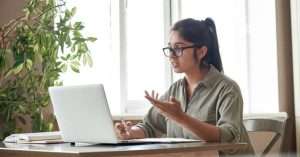 Indian office girl working on computer