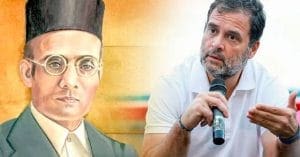 Rahul Gandhi and Veer Savarkar pictured side-by-side