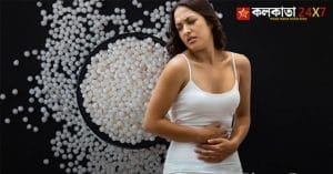 Sabudana girl holding a bowl of tapioca pearls