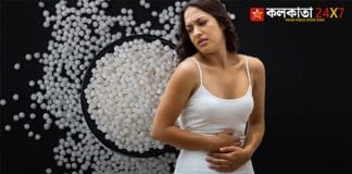 Sabudana girl holding a bowl of tapioca pearls