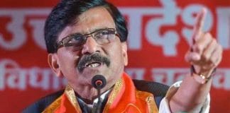 Shiv Sena leader Sanjay Raut speaking to the media.