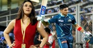 Shubman Gill, the Indian cricketer, batting on the field