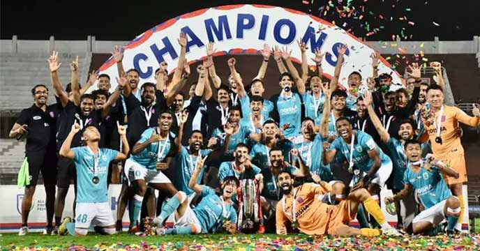 Odisha FC players celebrating victory after winning the Super Cup Final