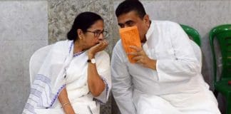 Suvendu Adhikari and Mamata Banerjee at a political rally