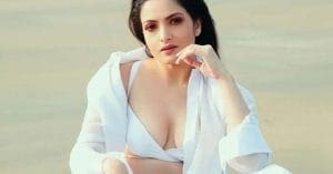 Tanusree Chakraborty posing in a bold outfit, creating a stir on social media.