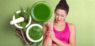 Young girl with Uric Acid Disease sitting on a bed holding her feet in pain.