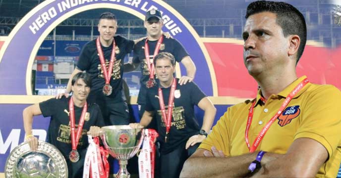 Sergio Lobera with his potential assistants for East Bengal Football Club in India.