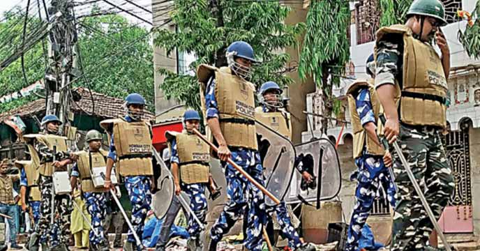 "Police Forces at Shibpur, Howrah following Ram Navami violence