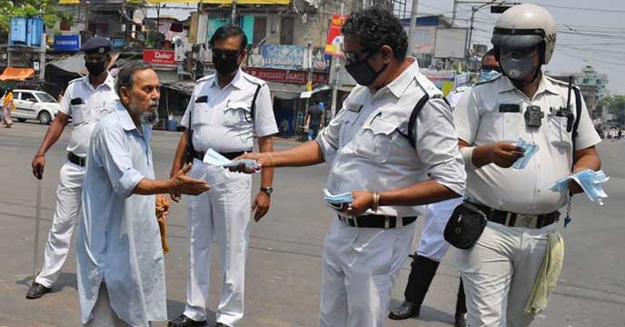 Kolkata Police officials engaging with the public during an event.