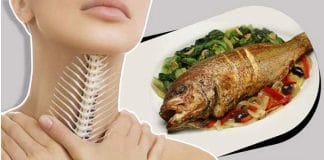 Sticking fish in the throat while eating