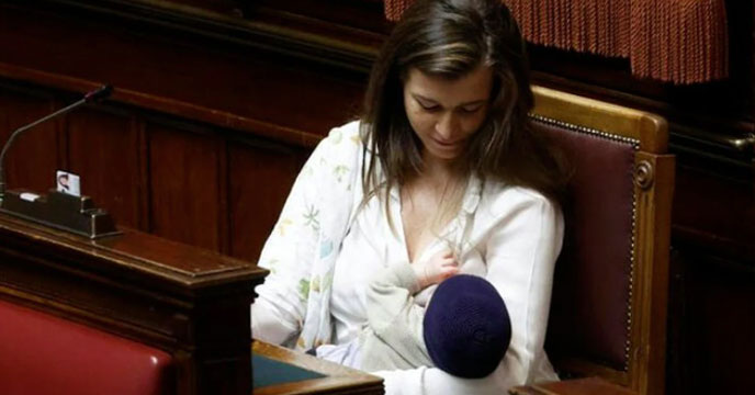 lawmaker Gilda Sportiello breastfeeds her son Federico