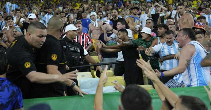 Brazilian police and Argentina fans