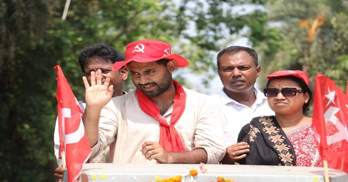 tmc accused of throwing bricks at jadavpur cpim candidate srijan bhattacharya while campaigning in panchasayar area, সিপিআইএমের সৃজনকে লক্ষ্য করে উড়ে এল ইট, ছেঁড়া হল পতাকা, পঞ্চসায়রে হইহই কাণ্ড