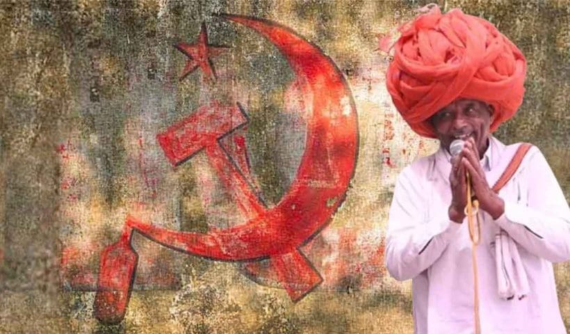 Image of Amra Ram, CPIM candidate, likely celebrating victory in the Sikar elections against BJP's Sumedhanand Saraswati